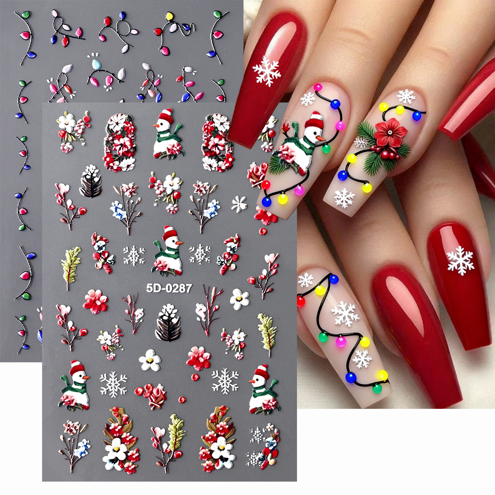 Nail Art Xmas Stickers - 2sheets Christmas Mockingbird Design Nail Art