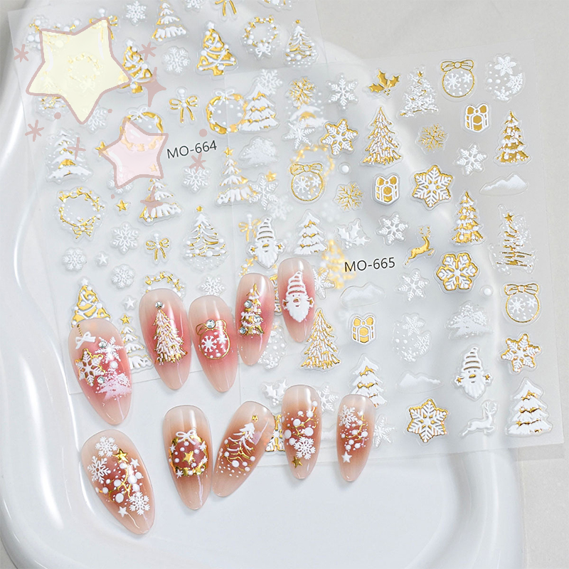 Nail Art Xmas Stickers - [TW]Gold Christmas Nail Art Stickers Bronzing