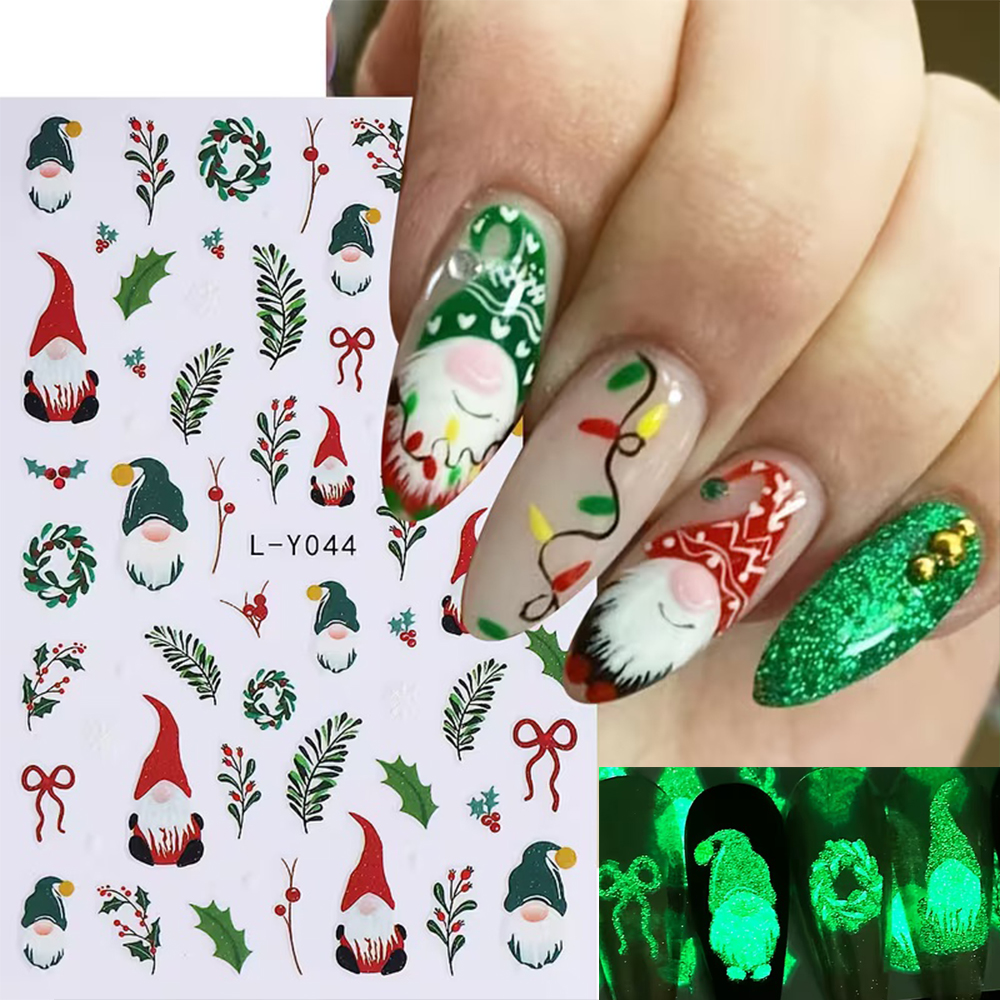 Nail Art Xmas Stickers - 3D Luminous Christmas Nail Art Stickers