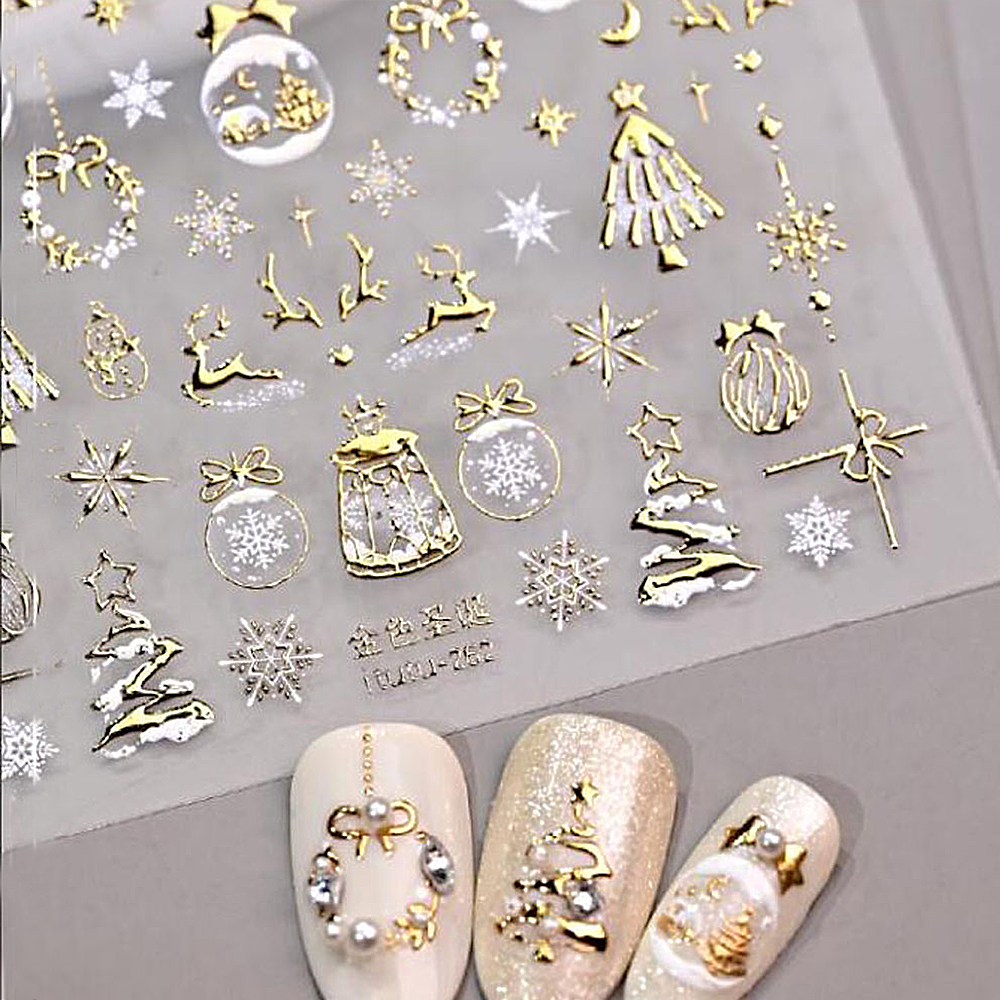 5D Bronzing Gold Christmas Nai - Nail Art Xmas Stickers 리뷰 및 가격
