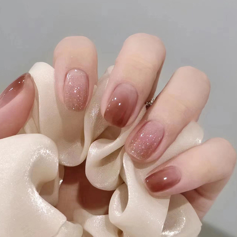 24Pcs Caramel Brown Ombre Glit - Nail Art Overlay 리뷰 및 가격