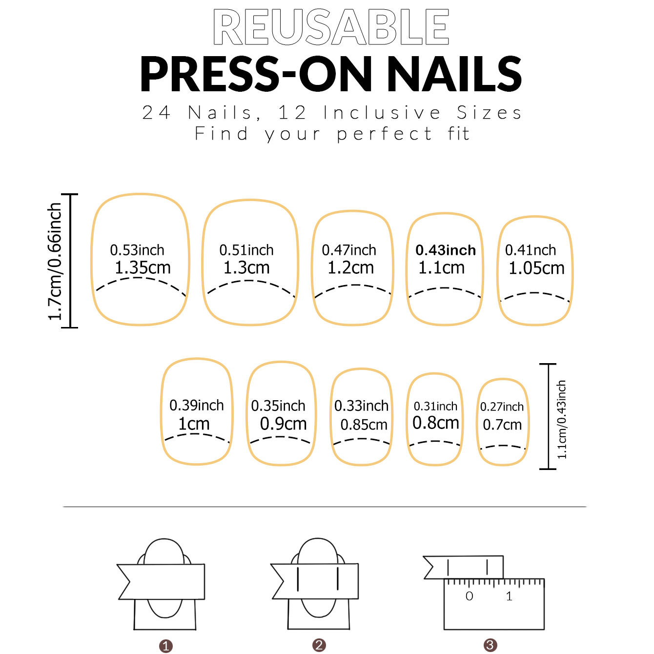 24PCS French white border shor - Nail Art French Nails 리뷰 및 가격