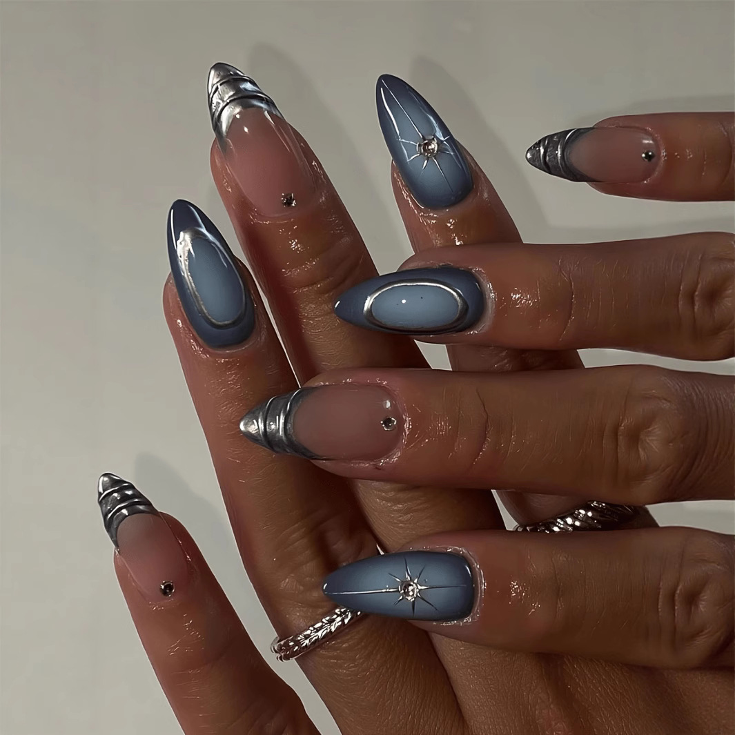 24Pcs Short Almond Nails Set F - Nail Art French Nails 리뷰 및 가격