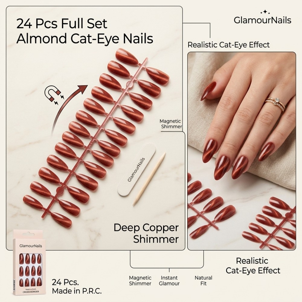 24PCS Short Square Press on Na - Nail Art Extension Cat Eye 리뷰 및 가격