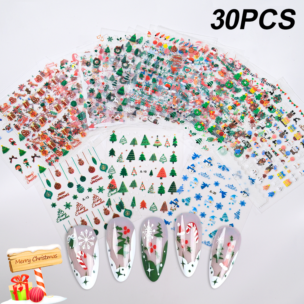 30pcs Xmas Snowflake Nail Art  - Nail Art Xmas Stickers 리뷰 및 가격