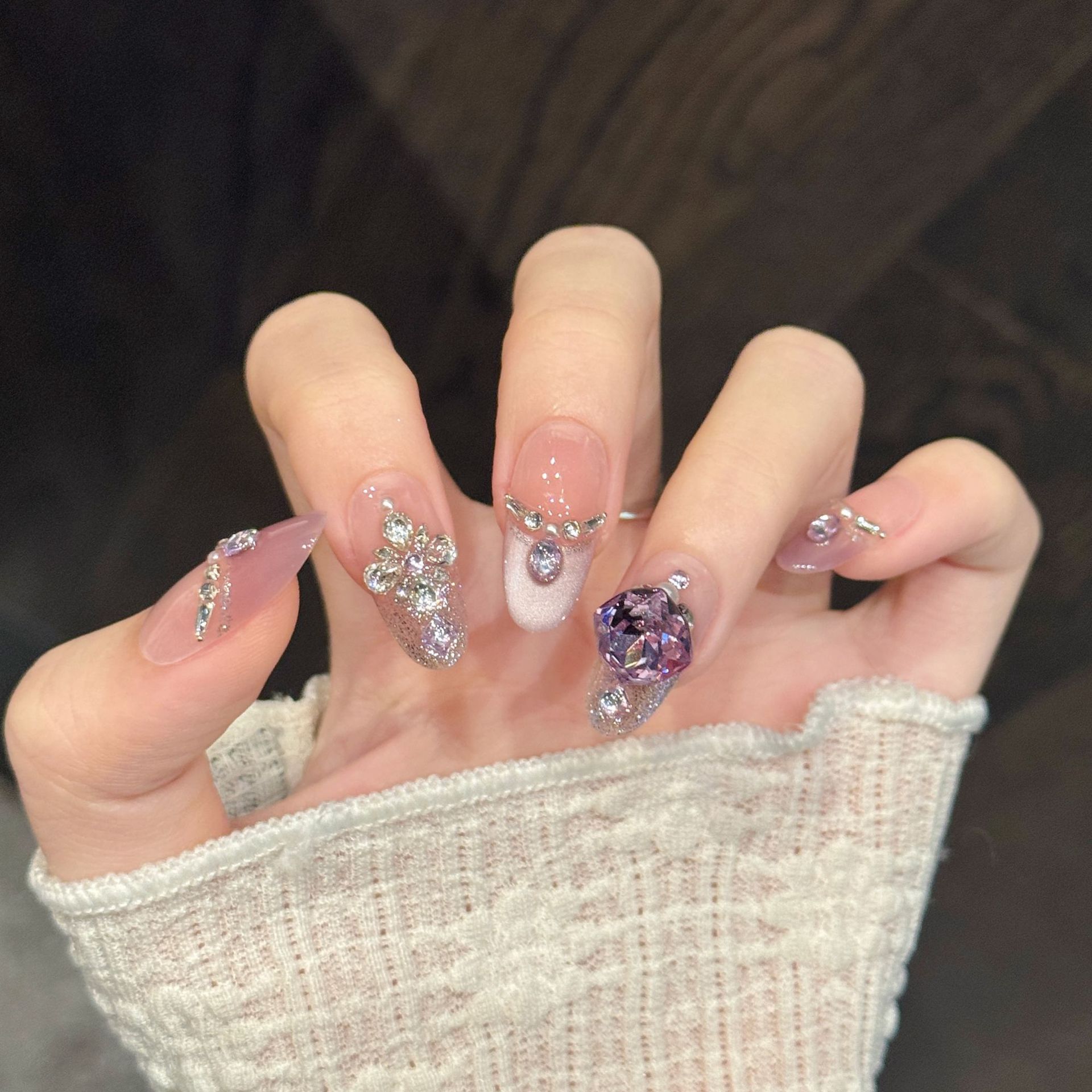 10pcs Pure Hand Pressed Coffin - Nail Art French Nails 리뷰 및 가격