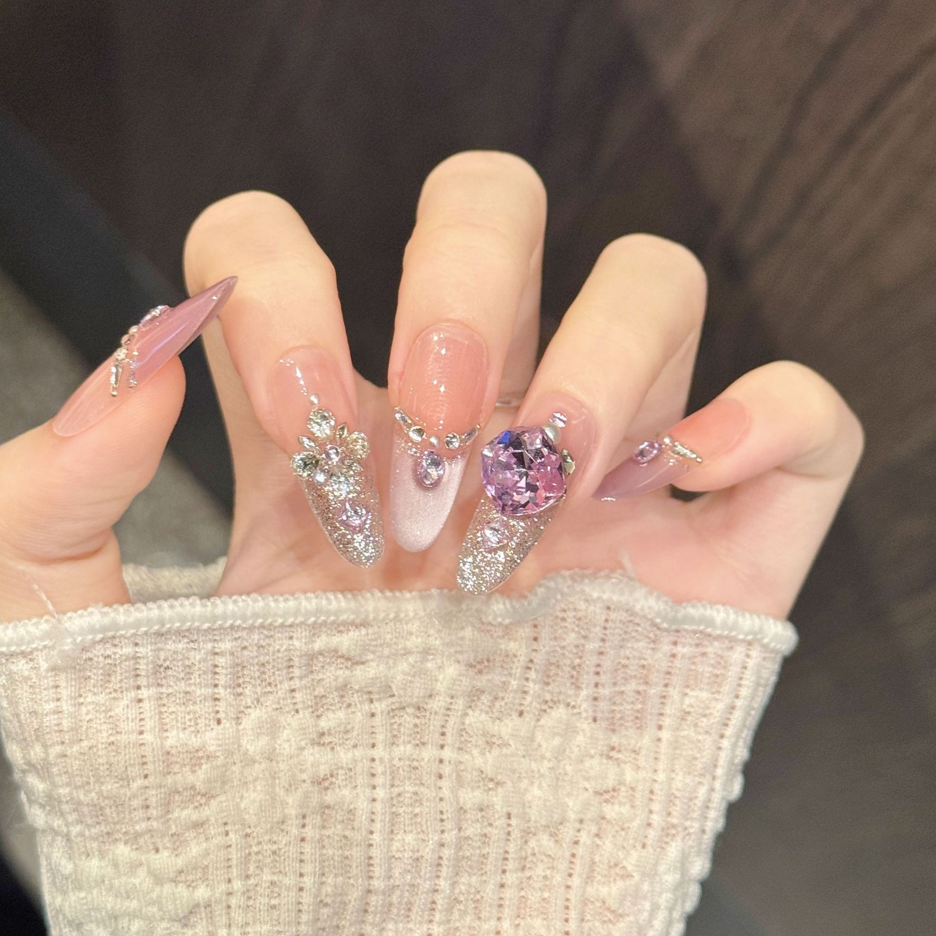 10pcs Pure Hand Pressed Coffin - Nail Art French Nails 리뷰 및 가격