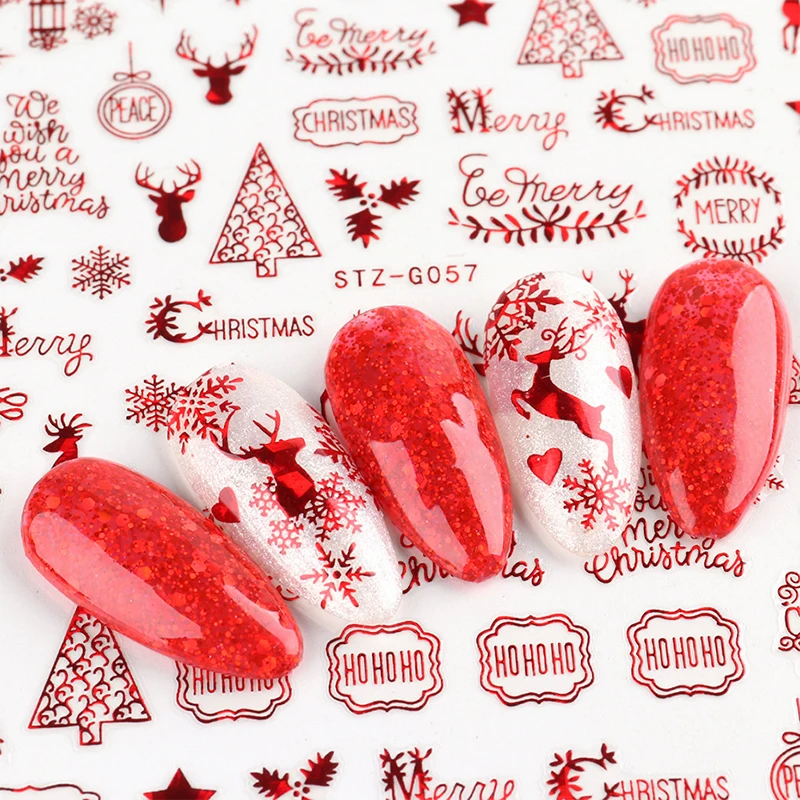 Christmas Nails Accesories Red - Nail Art Xmas Stickers 리뷰 및 가격