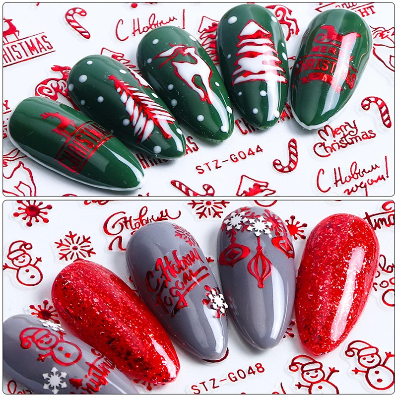 Christmas Nails Accesories Red - Nail Art Xmas Stickers 리뷰 및 가격