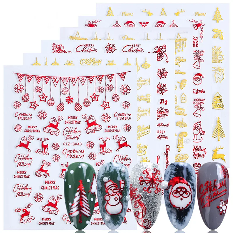 Christmas Nails Accesories Red - Nail Art Xmas Stickers 리뷰 및 가격