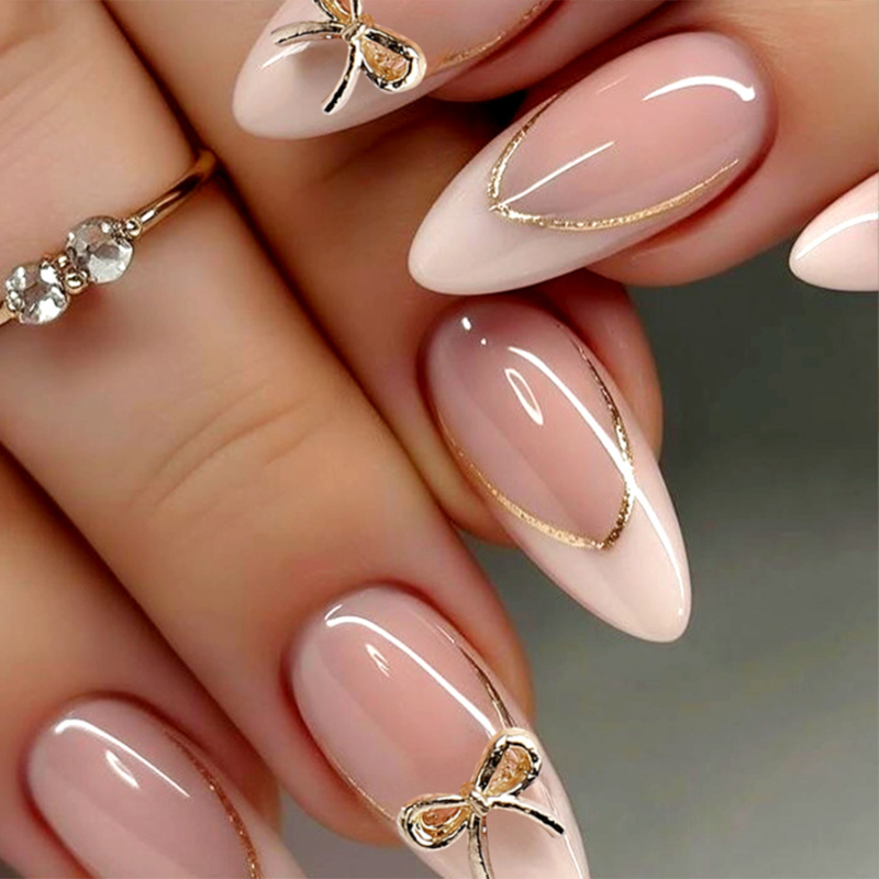 24pcs Gold bow Nail Art Wearab - Nail Art France 리뷰 및 가격