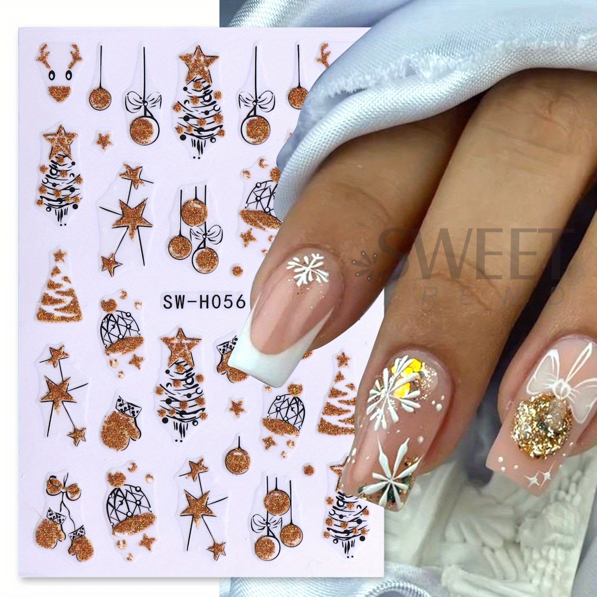 2 pcs Gorgeous Sparkly Christm - Nail Art Xmas Stickers 리뷰 및 가격
