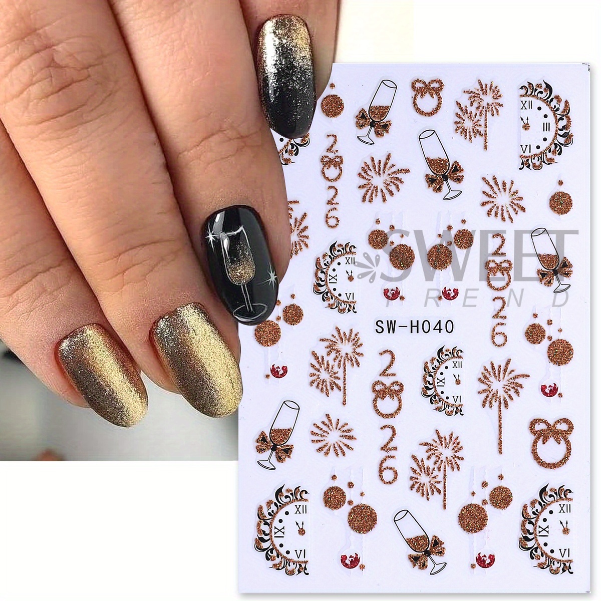 2 pcs Gorgeous Sparkly Christm - Nail Art Xmas Stickers 리뷰 및 가격
