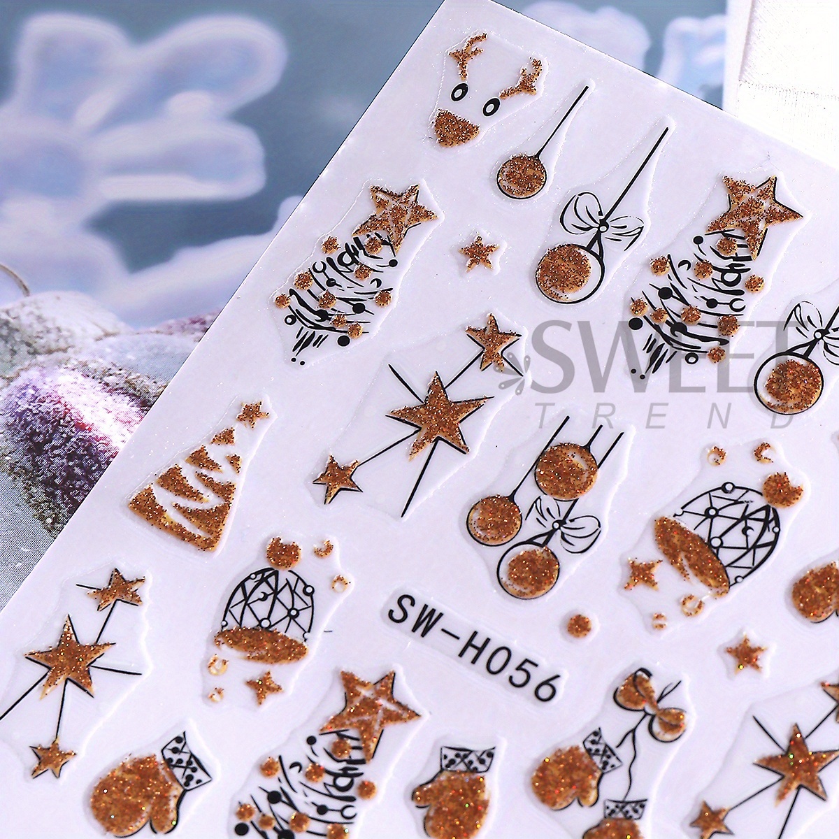 2 pcs Gorgeous Sparkly Christm - Nail Art Xmas Stickers 리뷰 및 가격