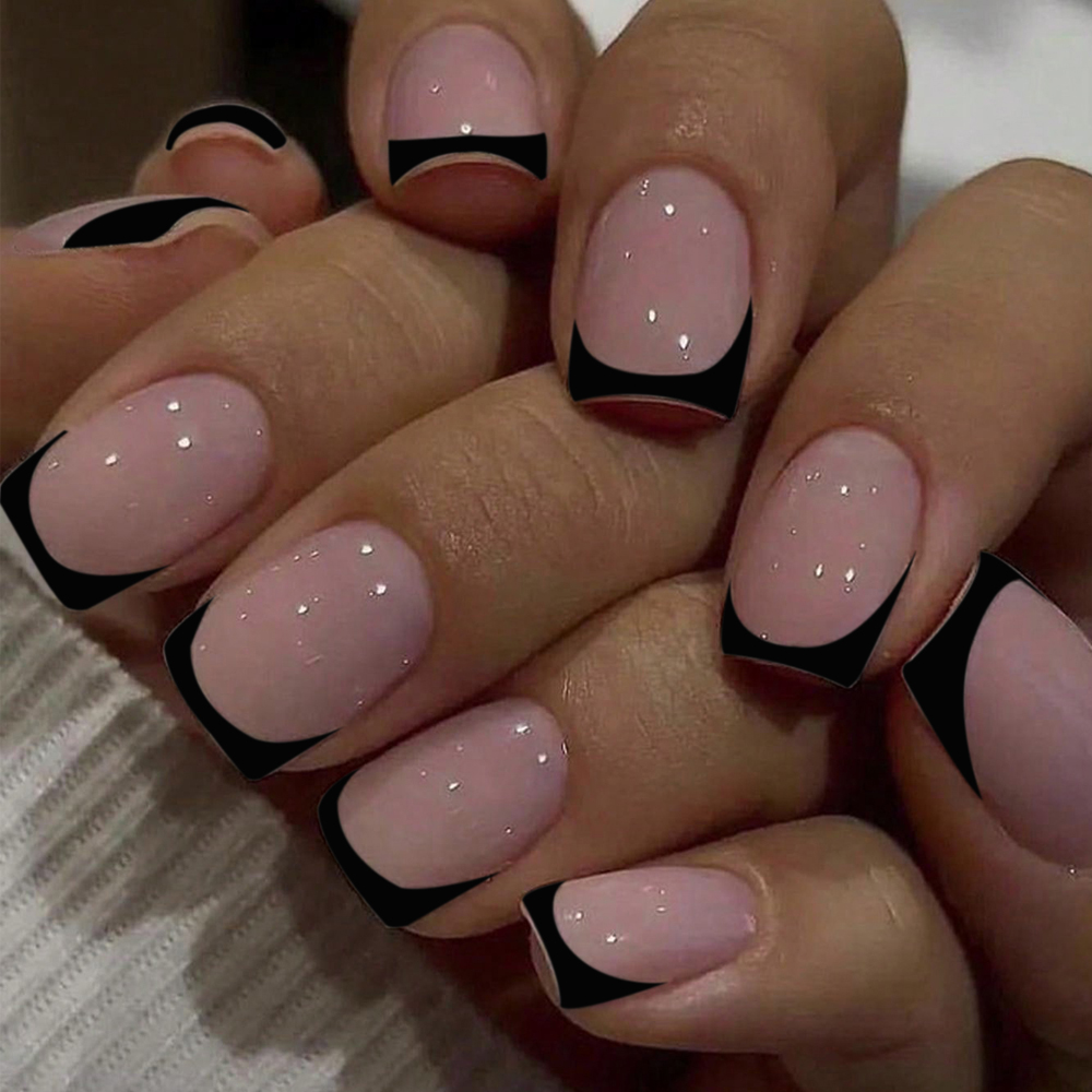 24pcs Short Square Black Franc - Nail Art France 리뷰 및 가격