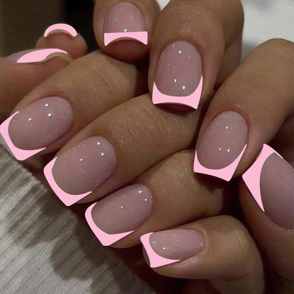 24pcs Short Square Black Franc - Nail Art France 리뷰 및 가격