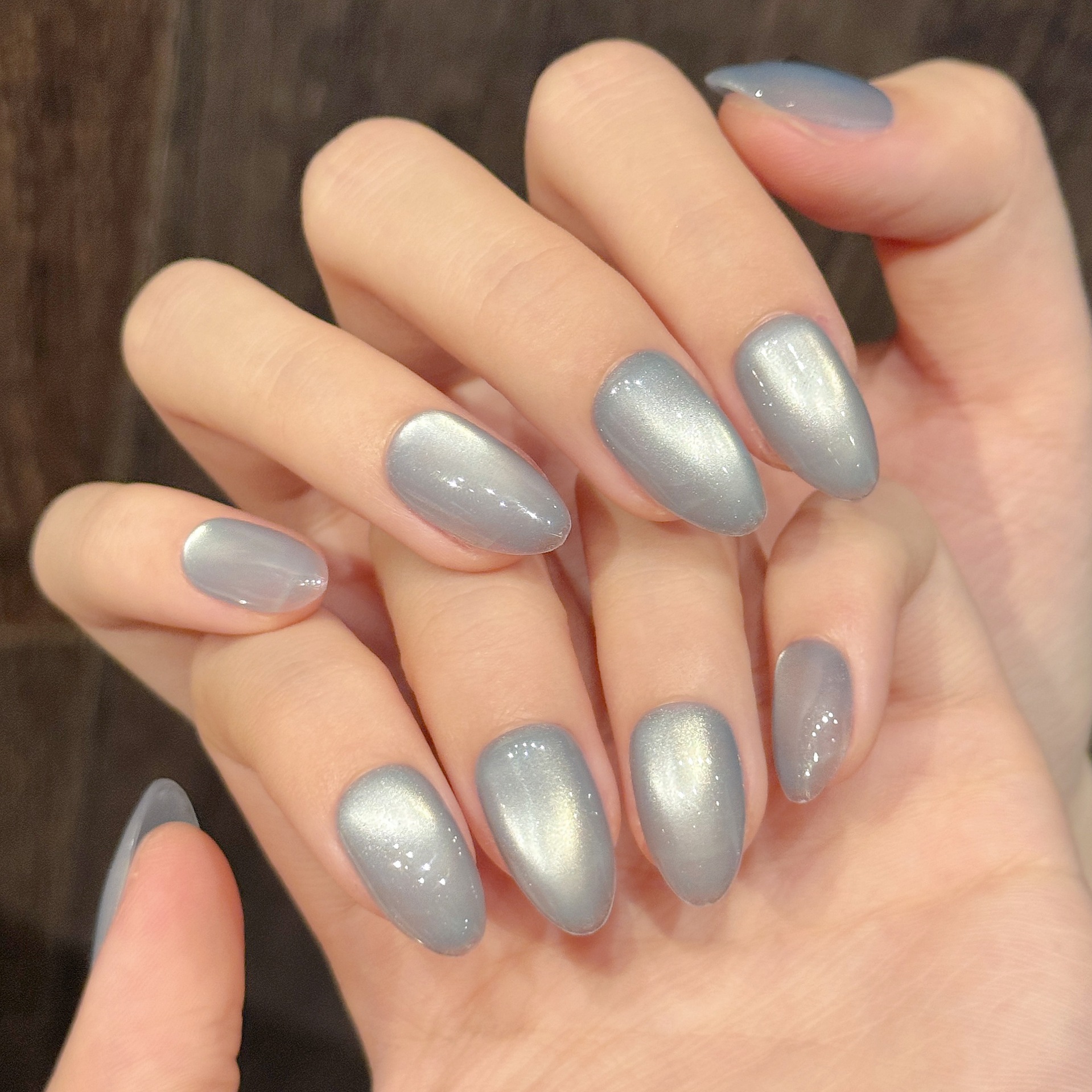 10Pcs Blue Cat Eye French Shor - Nail Art French Nails 리뷰 및 가격