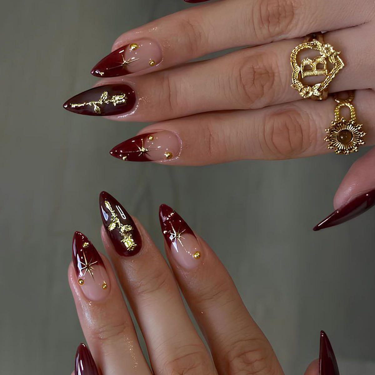 24pcs Flower Long Almond Press - Nail Art French Nails 리뷰 및 가격