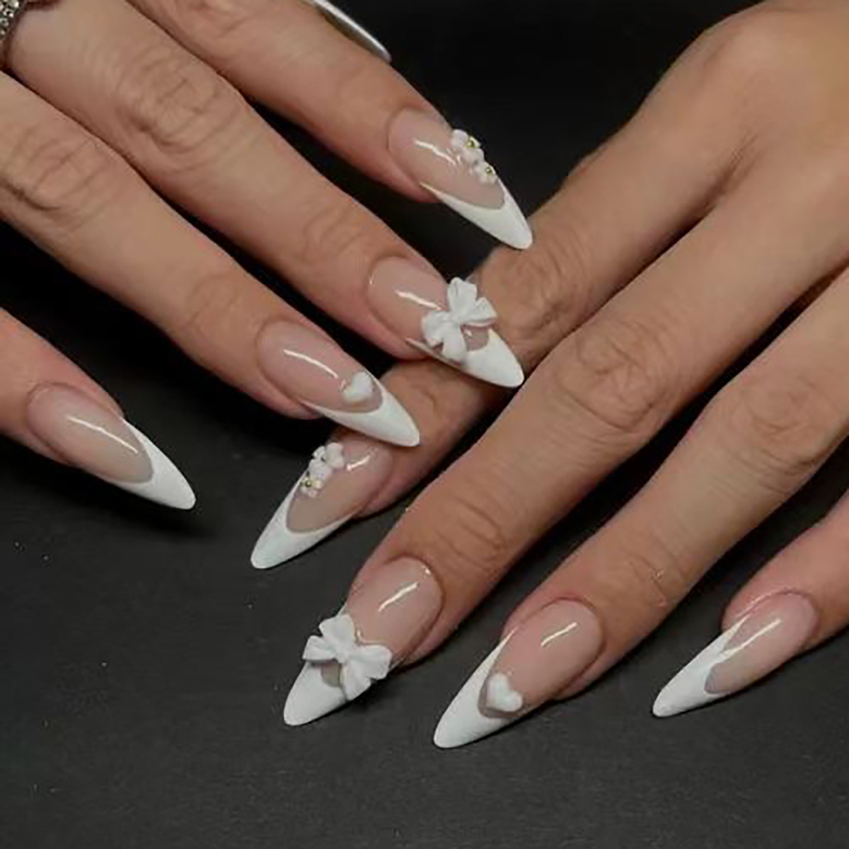 24pcs Fashion Rhinestone Press - Nail Art French Nails 리뷰 및 가격