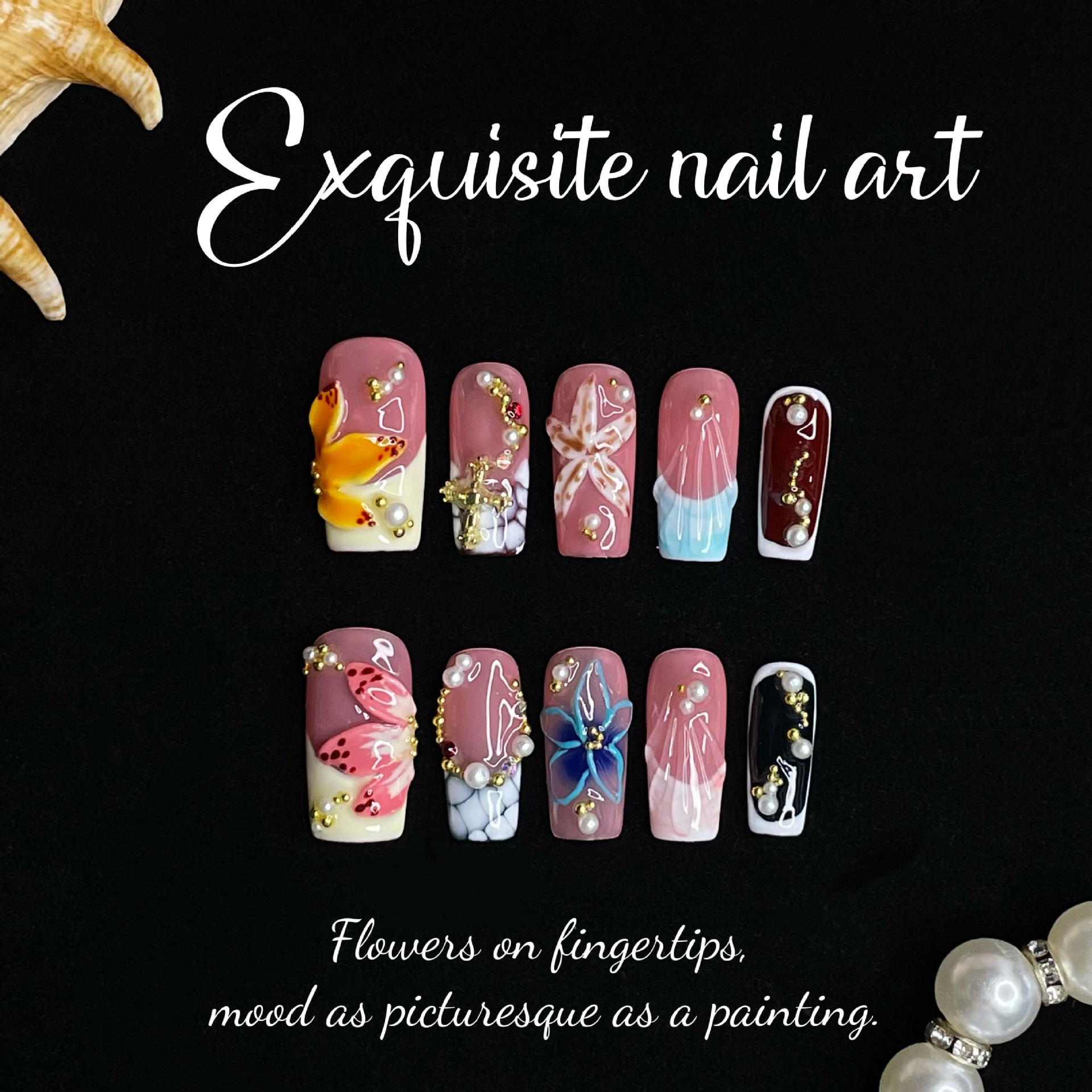 10Pcs French Ballet Handmade R - Nail Art French Nails 리뷰 및 가격