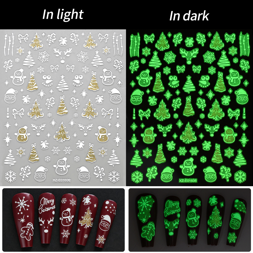 12Pcs/Set 3D Luminous Christma - Nail Art Xmas Stickers 리뷰 및 가격