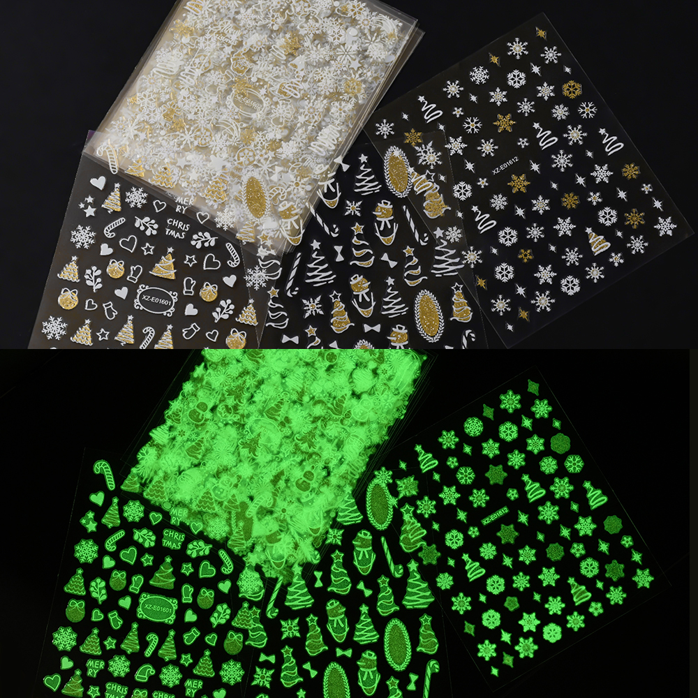 12Pcs/Set 3D Luminous Christma - Nail Art Xmas Stickers 리뷰 및 가격