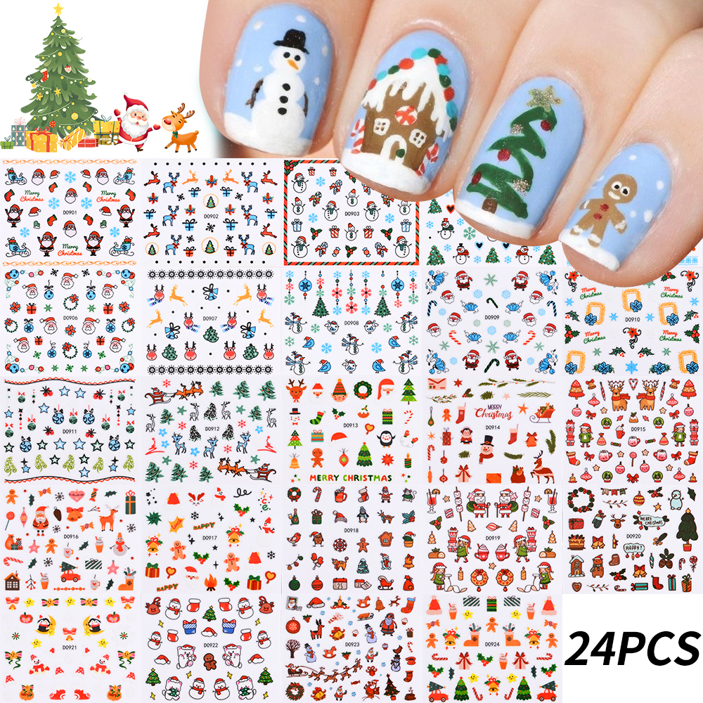 24pcs 3D Merry Christmas Nail  - Nail Art Xmas Stickers 리뷰 및 가격