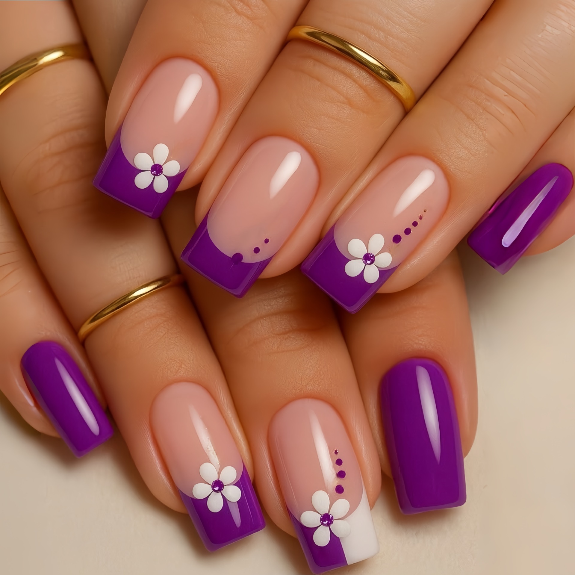 Medium square fake nails for w - Nail Art French Nails 리뷰 및 가격