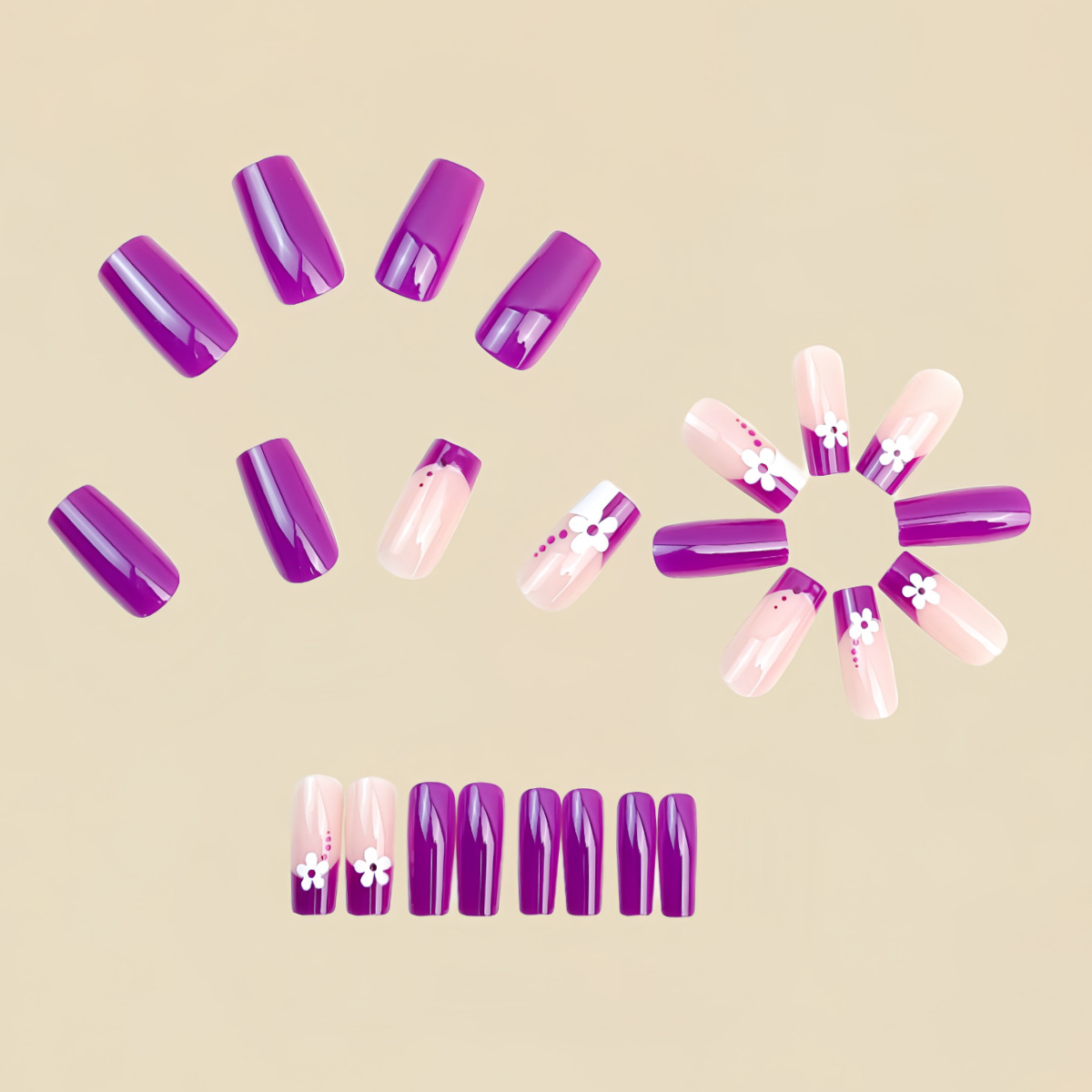 Medium square fake nails for w - Nail Art French Nails 리뷰 및 가격