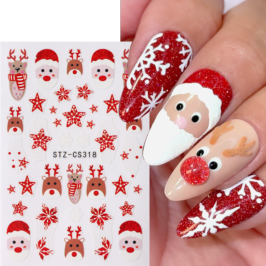 Christmas Santa Claus Elk Nail - Nail Art Xmas Stickers 리뷰 및 가격