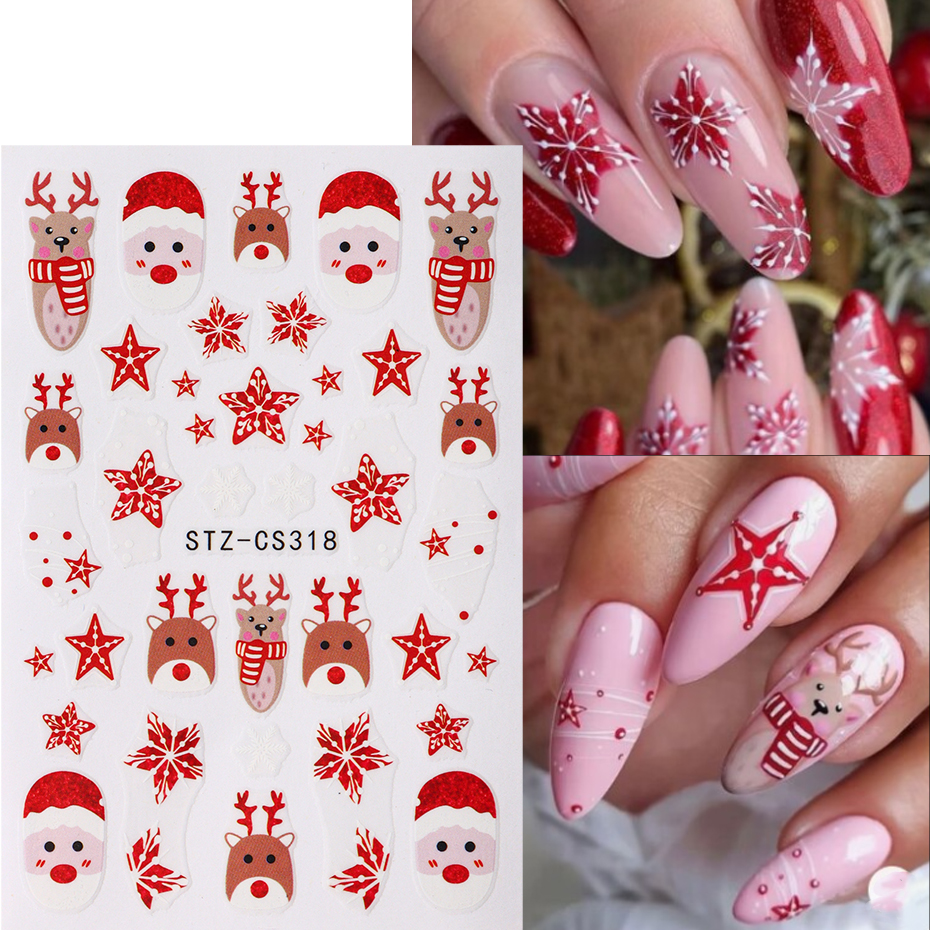 Christmas Santa Claus Elk Nail - Nail Art Xmas Stickers 리뷰 및 가격