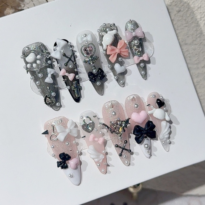 Jirai Y2K Spice Girl Black Pin - Nail Art French Nails 리뷰 및 가격