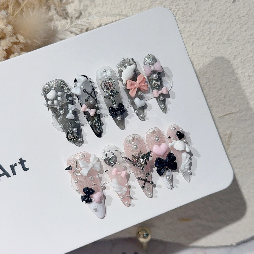Jirai Y2K Spice Girl Black Pin - Nail Art French Nails 리뷰 및 가격