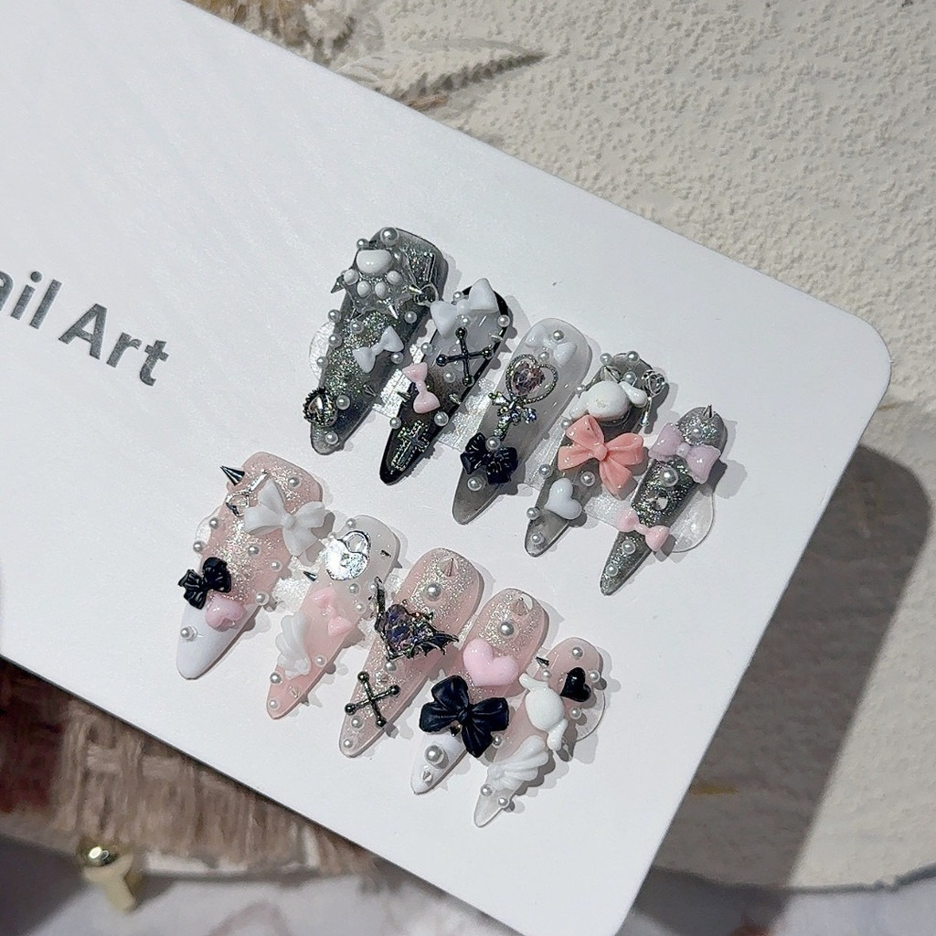 Jirai Y2K Spice Girl Black Pin - Nail Art French Nails 리뷰 및 가격