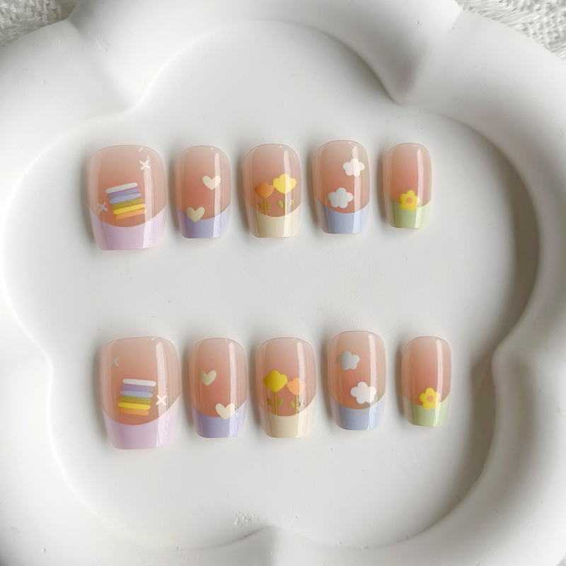 10Pcs Women Spring Fresh and D - Nail Art French Nails 리뷰 및 가격