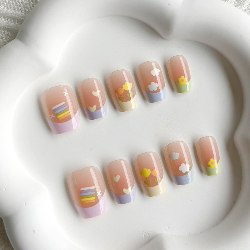 10Pcs Women Spring Fresh and D - Nail Art French Nails 리뷰 및 가격