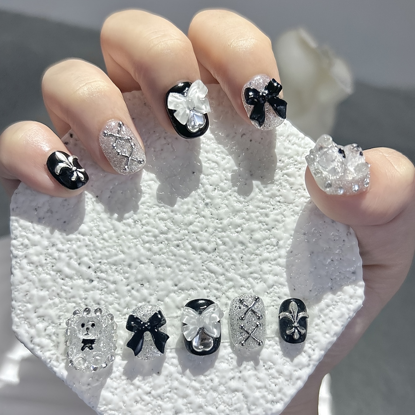 10 PCS Sheer Lace Bear Nail Ar - Nail Art Overlay 리뷰 및 가격