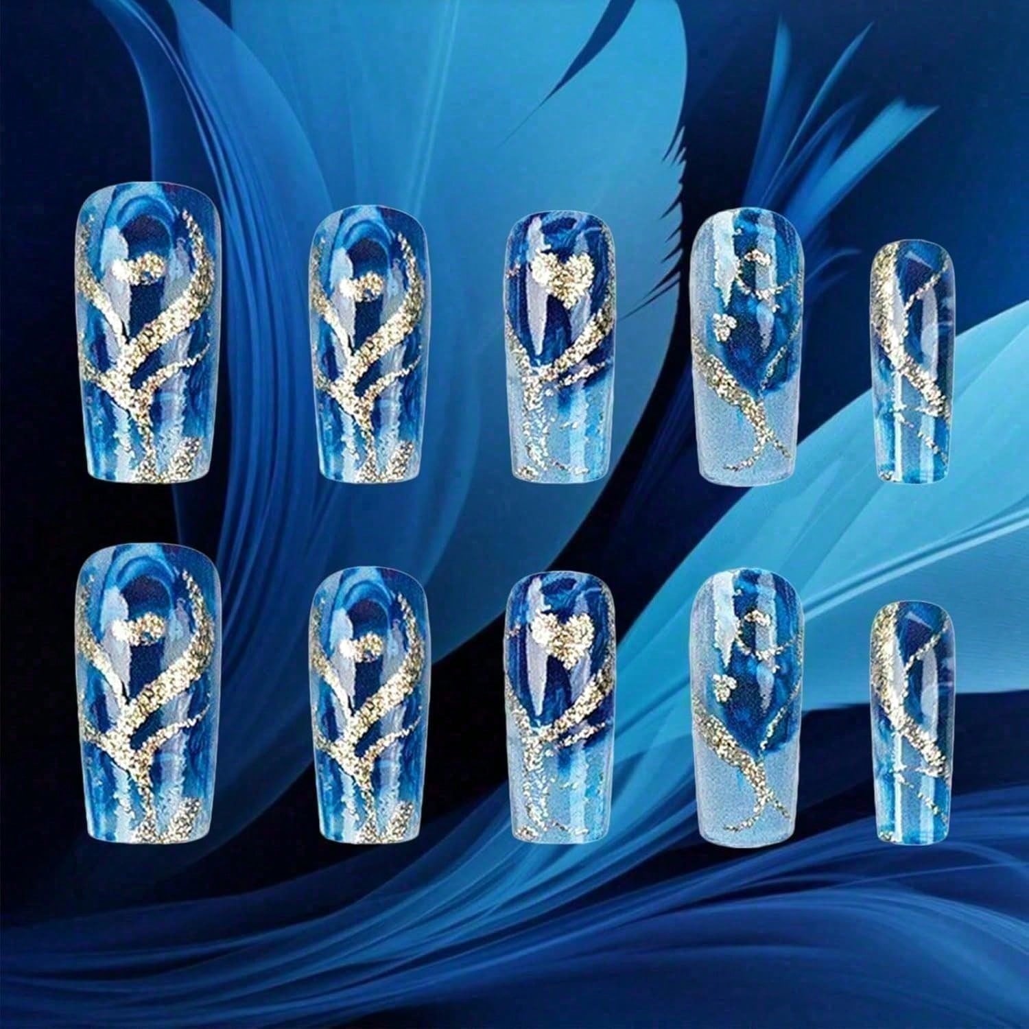 Gold Curve Sea Wave Press On N - Nail Art Halal 리뷰 및 가격