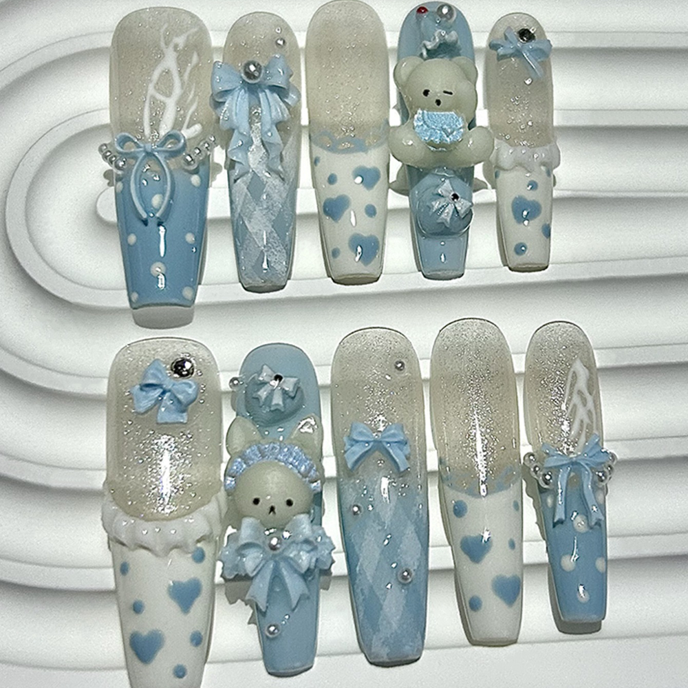 10 Pieces Kawaii 3D Bow Teddy  - Nail Art French Nails 리뷰 및 가격