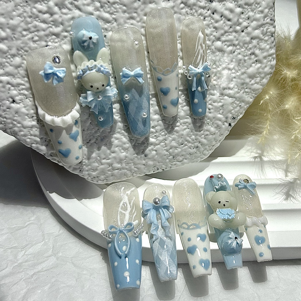 10 Pieces Kawaii 3D Bow Teddy  - Nail Art French Nails 리뷰 및 가격