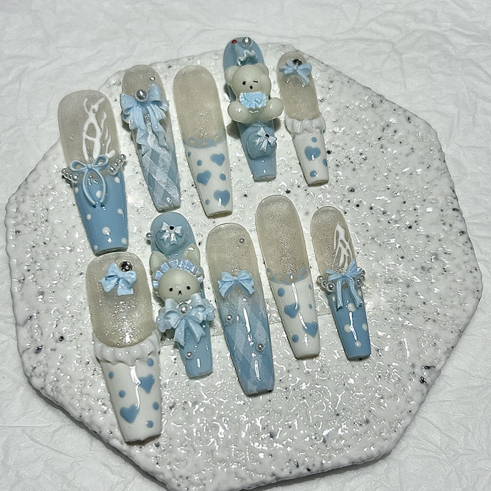 10 Pieces Kawaii 3D Bow Teddy  - Nail Art French Nails 리뷰 및 가격
