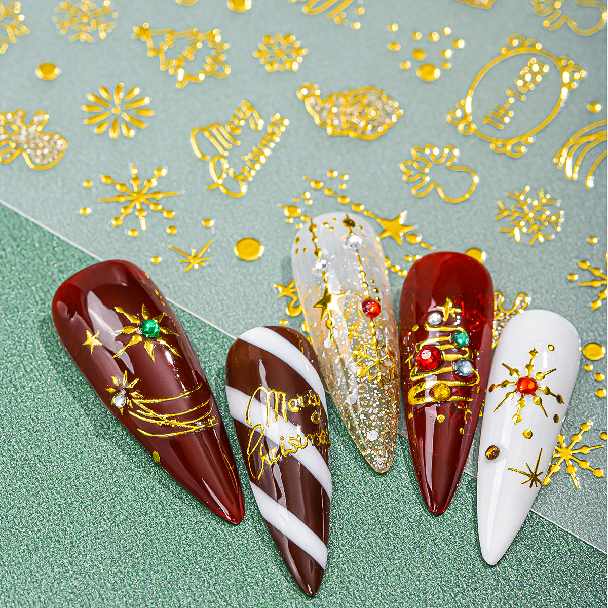 2pcs Cute New Year Cartoon Nai - Nail Art Xmas Stickers 리뷰 및 가격