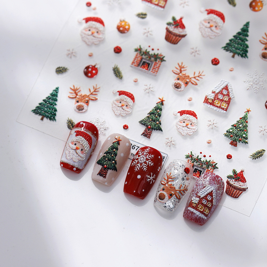 Cute Christmas Bear & Gingerbr - Nail Art Xmas Stickers 리뷰 및 가격