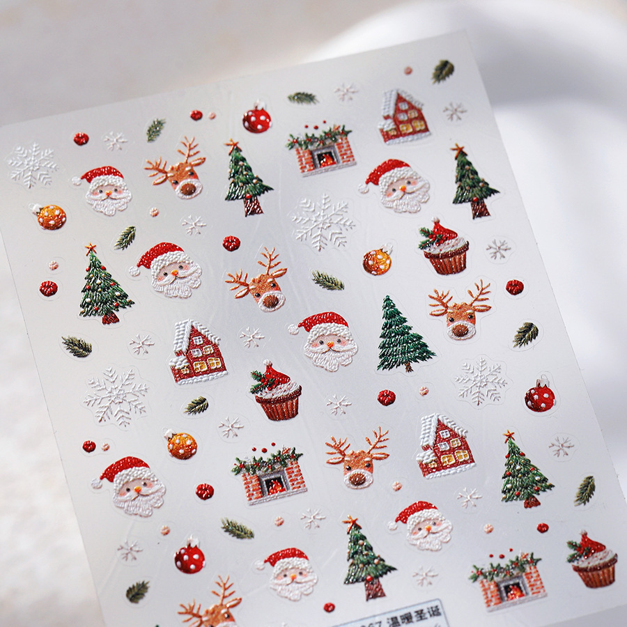 Cute Christmas Bear & Gingerbr - Nail Art Xmas Stickers 리뷰 및 가격