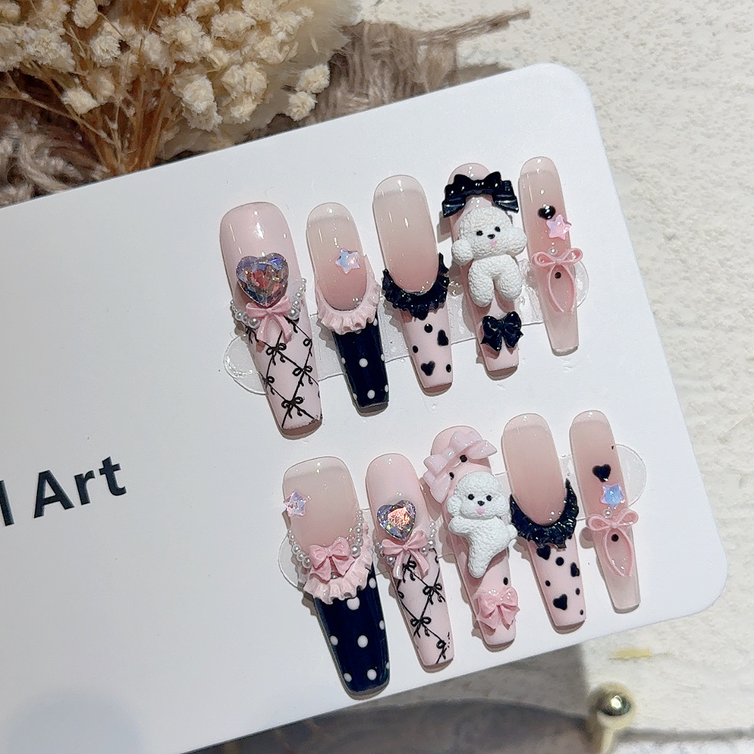10PCS Black Lace Polka Dot Bal - Nail Art French Nails 리뷰 및 가격