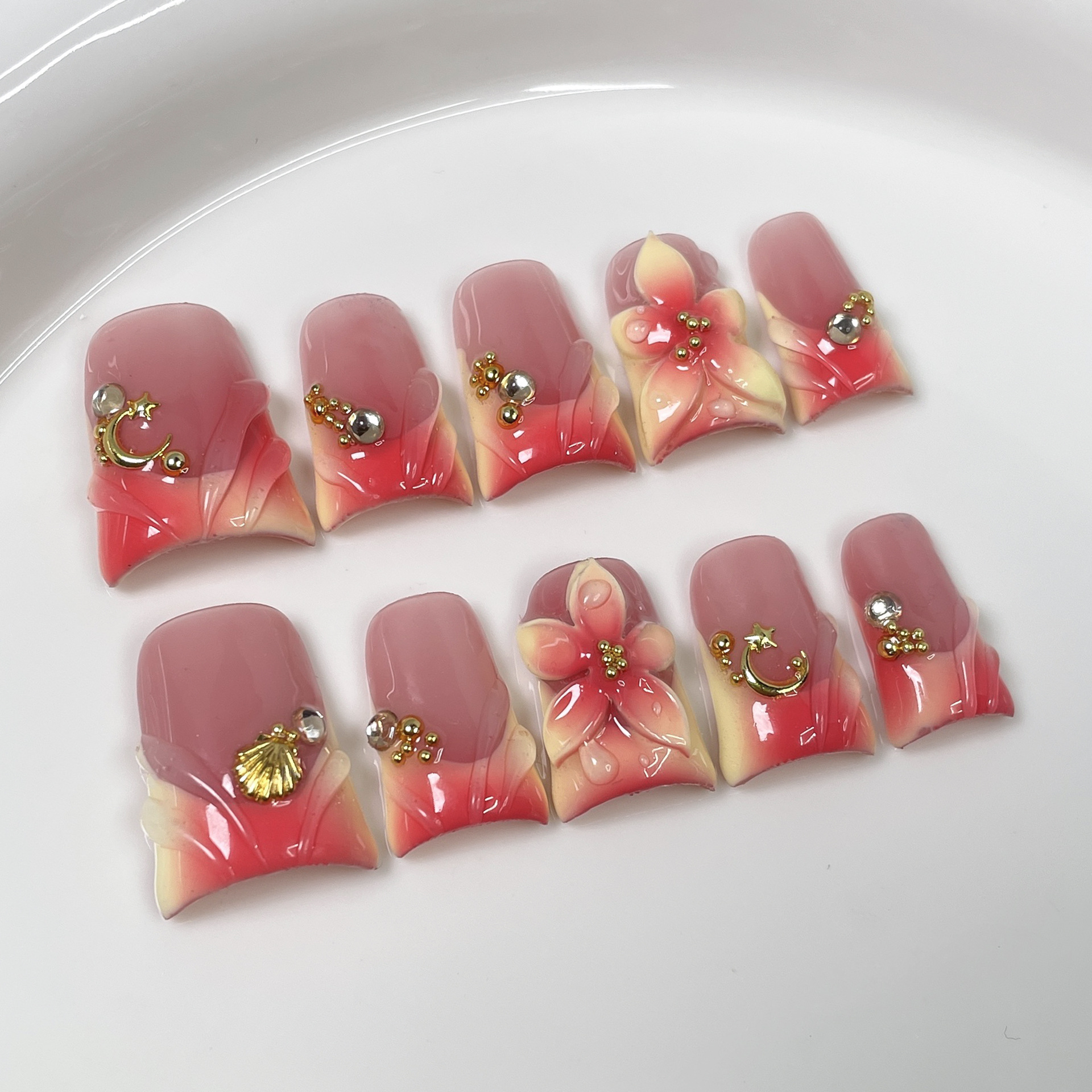 10pcs Ocean Style Fake Nails D - Nail Art French Nails 리뷰 및 가격