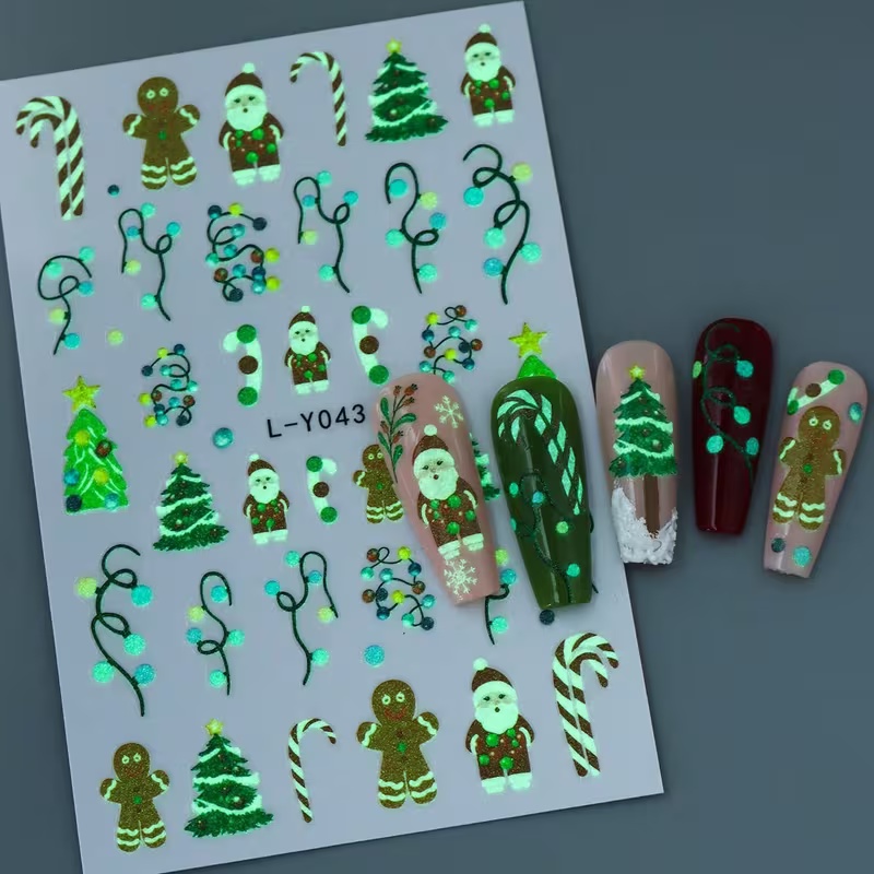 3D Luminous Christmas Nail Art - Nail Art Xmas Stickers 리뷰 및 가격