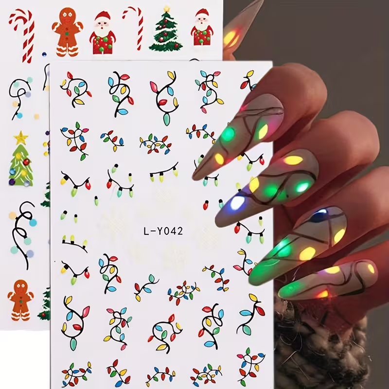 3D Luminous Christmas Nail Art - Nail Art Xmas Stickers 리뷰 및 가격