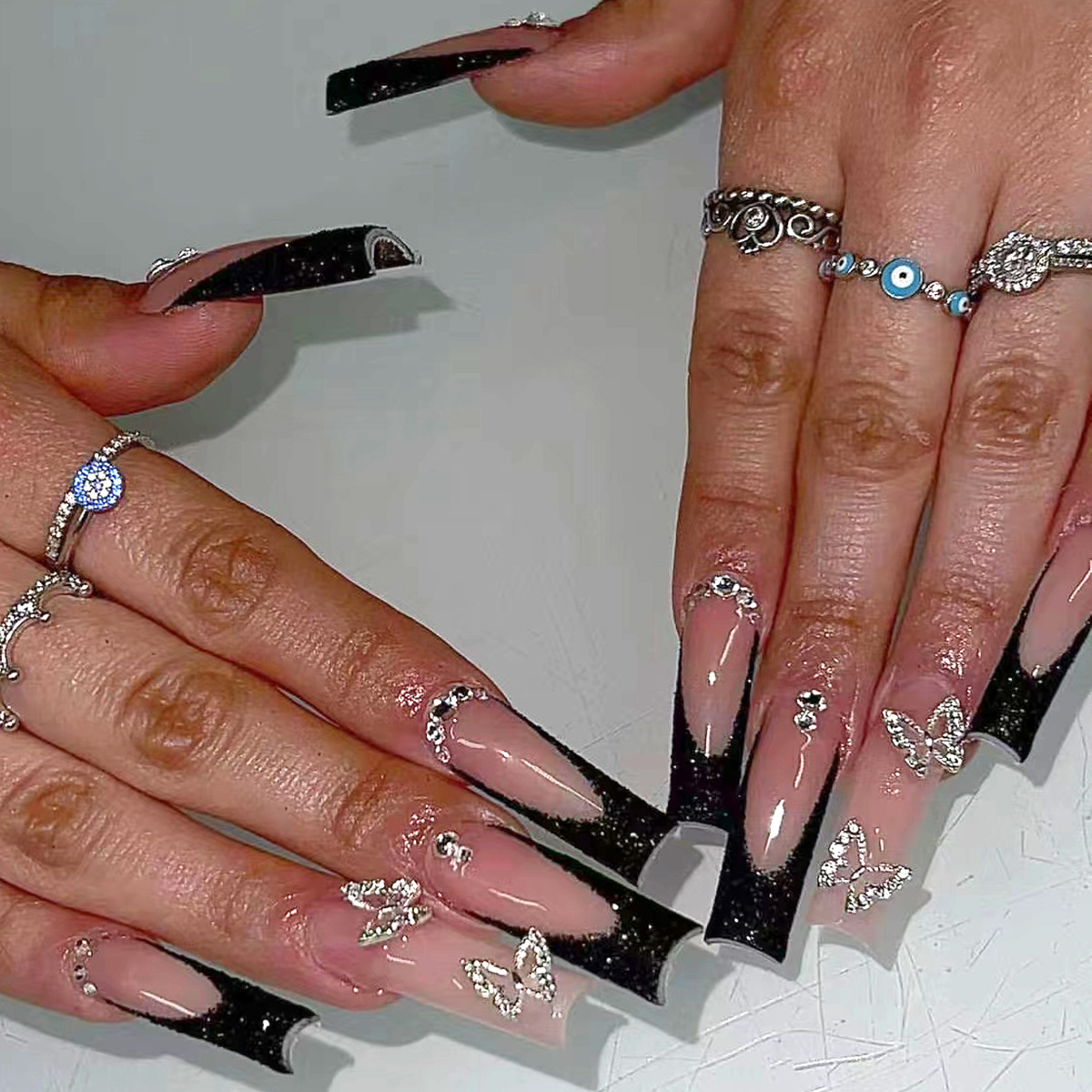 24pcs Black French Fake Nails  - Nail Art French Nails 리뷰 및 가격