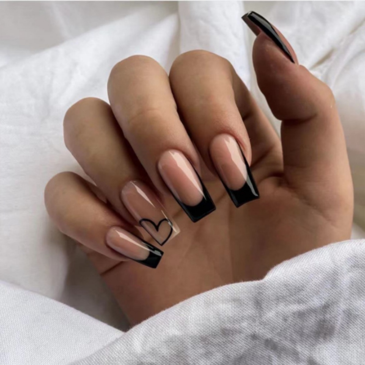 24pcs Black French Fake Nails  - Nail Art French Nails 리뷰 및 가격